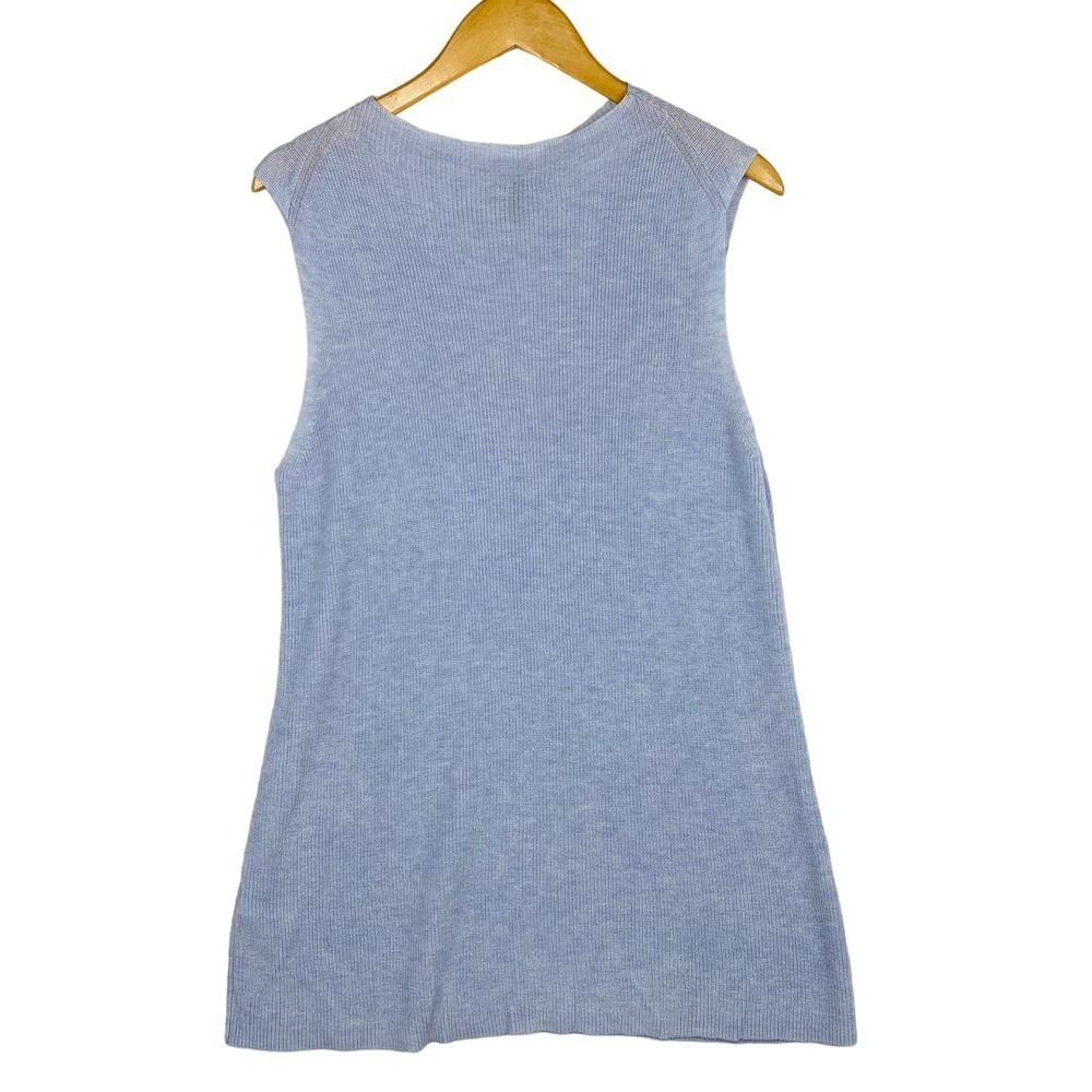 Eileen Fisher Sleeveless Sweater Tunic Light Blue Wool Blend Women's Large